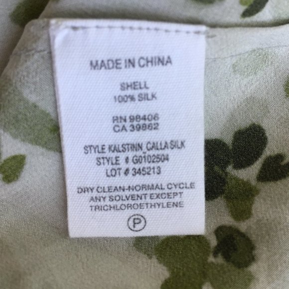 THEORY Gray Green Floral Print KALSTINN Calla 100% Silk High Neck Top - Picture 3 of 10